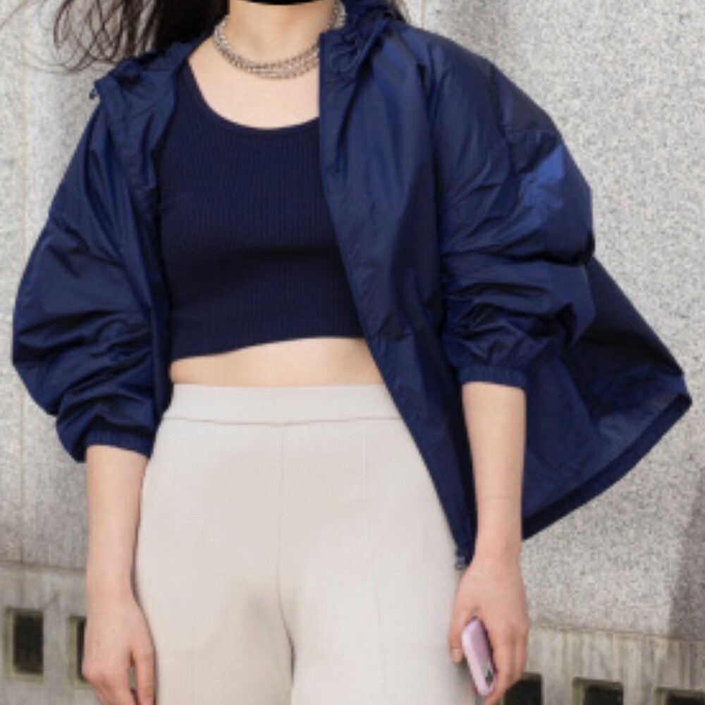 Theory x Uniqlo Oversize Windbreaker in Iridescent Blue, XS, NWOT